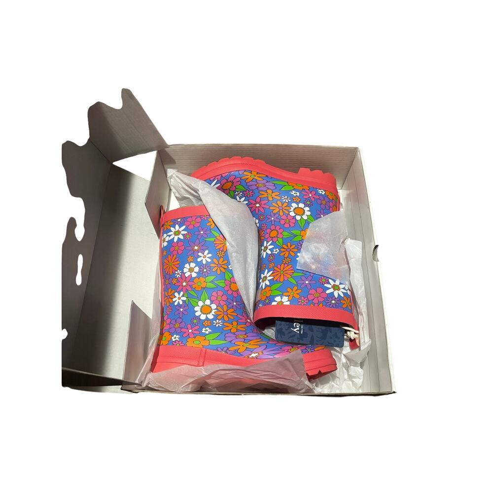 Hatley 2 classic kids rain boots retro floral matte style floral hippie like NWT